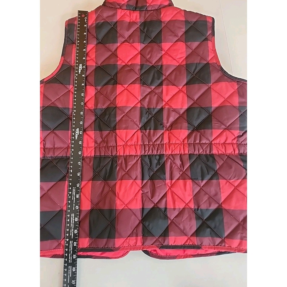 St Johns Bay Womens Quilted Puffer Vest XXL Red Black Buffalo Plaid Preppy Trad - Picture 8 of 13